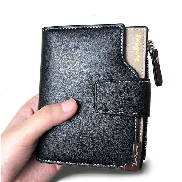 

201 men wallets pu leather short zipper card p holder style casual male wallets note compartmen men purses, Red;black