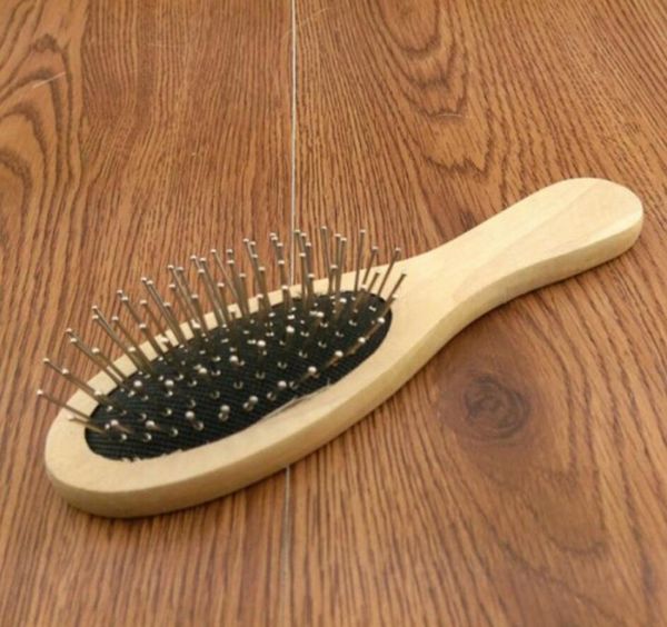 

wooden hair brush pet hair brush with metal pins message comb with air cushion g0312, Silver