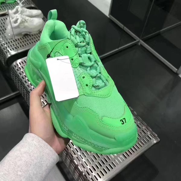 

paris green crystal bottom triple-s leisure shoes luxury dad shoes platform triple s sneakers men women chaussures old grandpa trainer, Black