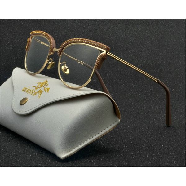 

brand design cat glasses ladies rivets glasses transparent optical lenses women metal legs retro nx, Black