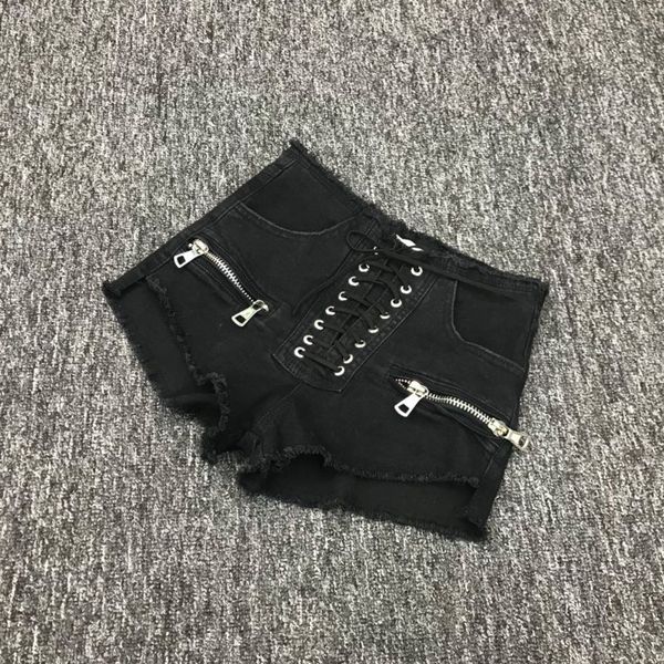 

summer super short womens shorts high waist lace up jeans trousers female wide leg tassels kpop dancing ladies shorts, Blue