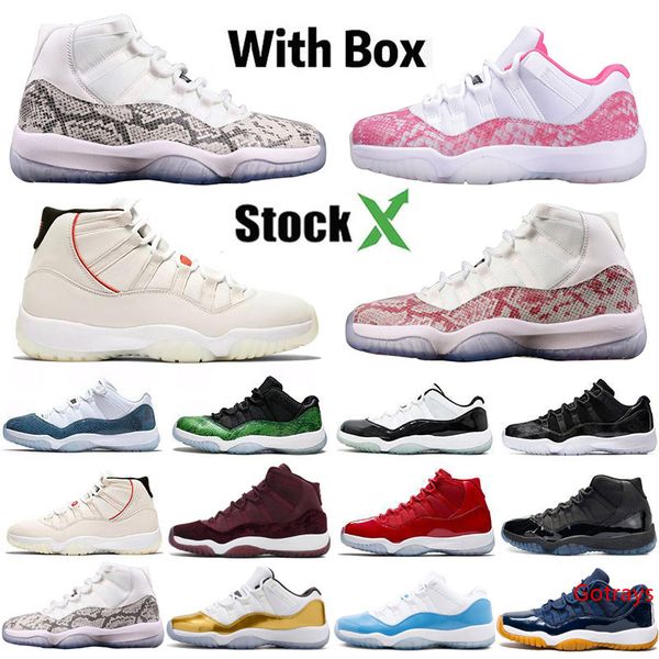 

with stock x bred 11 mens basketball shoes 11s concord high platinum tint space jam cap and gown men women sports sneakers sz 5.5-13