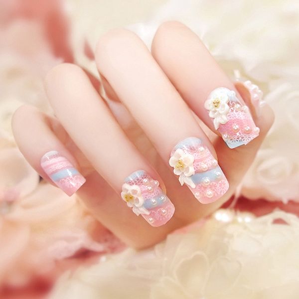 

fashion 24pcs/set multi types fake nails tips finish finger nail art decor for brides wedding nail art smj, Red;gold