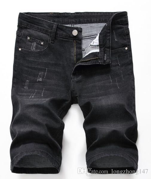 

hot mens случайные шорты длина джинсы колено biker denim для человек высокой эластичностью моды классические короткие брюки мужские джинсы н, Blue