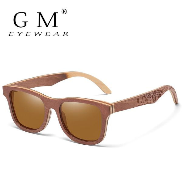 

gm polarized skateboard wooden sunglasses men uv400 designer sun glasses eyewear gafas de sol de los hombres polarizados s4832 zviyv