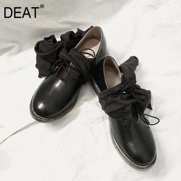 

deat] 2020 round toe bandage casual simple personality pu leather single high heels shoes women new spring autumn tide 10f878, Black