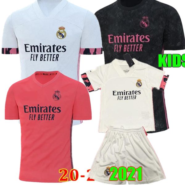 

new real madrid jerseys 20 21 soccer jersey hazard sergio ramos benzema vinicius camiseta football shirt uniforms men + kids kit sets, Black;yellow