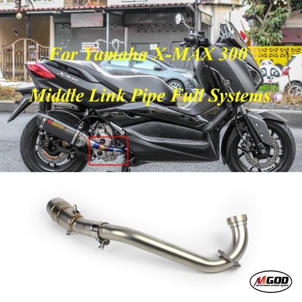 

xmax250 xmax300 motorcycle akrapovic exhaust pipe slip on for yamaha x-max xmax-300 x max 250 300 middle link pipe full systems