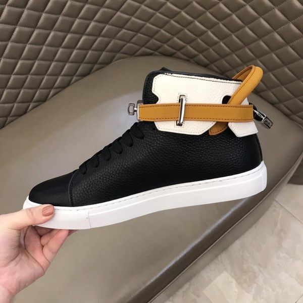 

new men's shoes high-lock buckle star classic sports shoes increase casual couple lock shoes women white shoes's 1111, Black