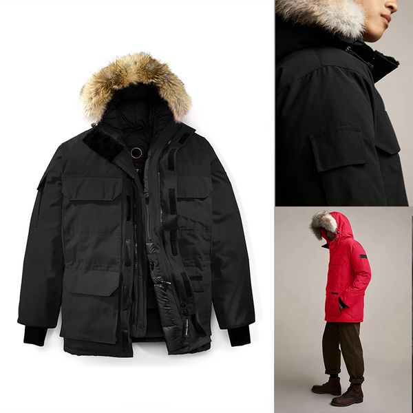 

wolf fur men winter parkas jacket luxury designer puffer mens down jacket north parka coat bomber coats outdoor warm windbreaker doudoune, Black