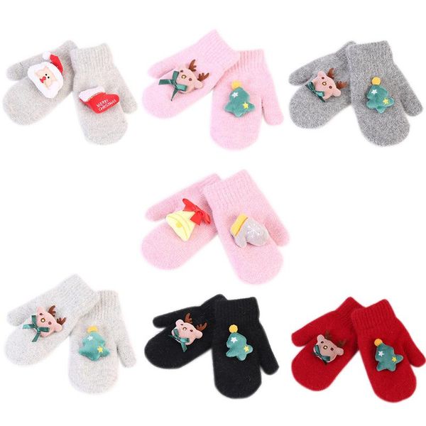 

fleece lined thickening warm soft gloves for children in winter, White