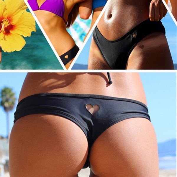 

women swim t-back beachwear heart cutout low waist elastic bikini bottom swimwear bottom thong two-piece separates