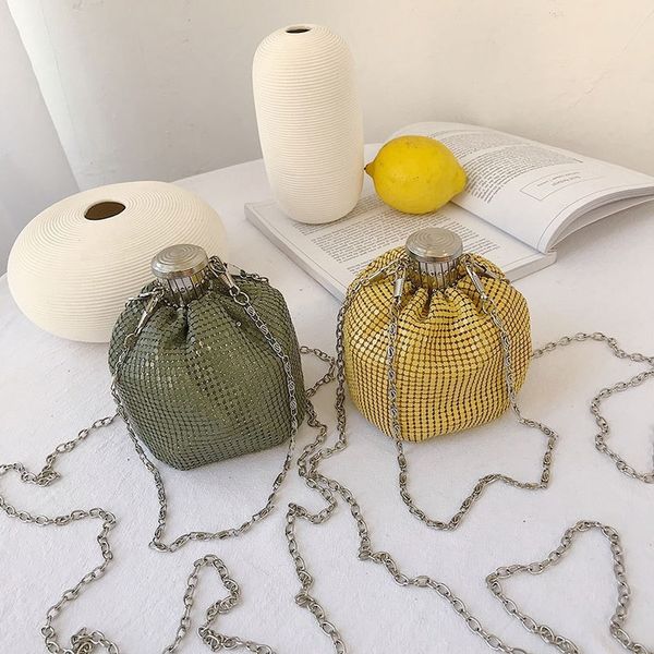 

fashion sequin chains buckets bag deisgner women shoulder bags luxury silver bottle handbag crossbody messnger bag small purses