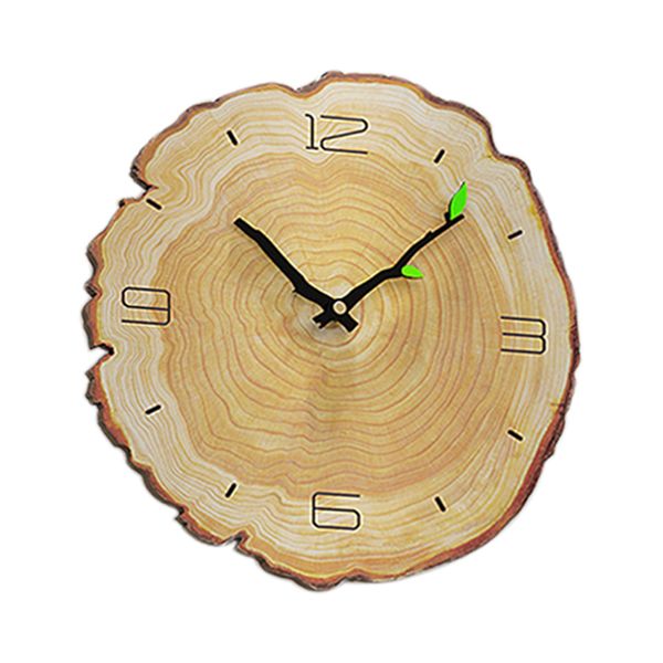 

wood grain wall clock living room bedroom mute clock wooden wall charts modern minimalist home annual ring european clocks