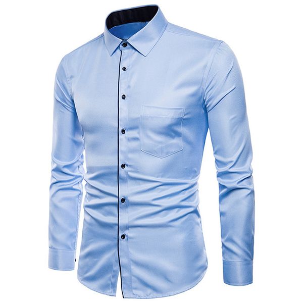 

#4 dropship 2018 new fashion mens long sleeve oxford formal casual suits slim fit tee dress shirts blouse hip, White;black