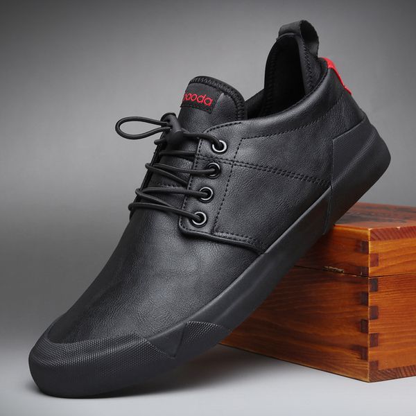 

2019spring autumn new fashion men lace-up leather casual shoes trend shoe cool loafers flats designer shoes men high quality, Black