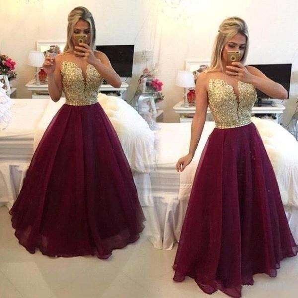 

2023 new burgundy bling bling ed back prom dresses button sheer crew neck a-line long organza prom gowns celebrity dresses 995, Black