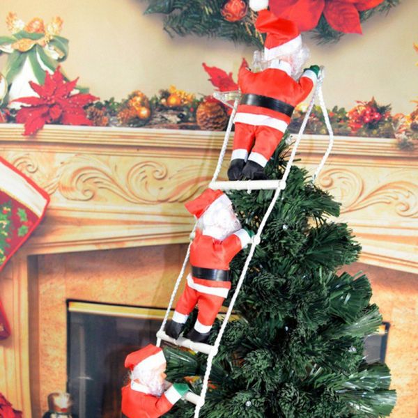 

christmas santa claus climb ladder doll tree christmas hanging pendant ladder new year decoration