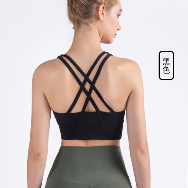 

gym clothing sports bra for women criss-cross back strappy padded bras medium support yoga with removable cups workout seemless, White;black