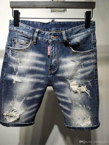 

new 2020 summer mens hole short jeans men cotton stretches casual denim shorts pants mens jeans fashion sell mens shorts, Blue