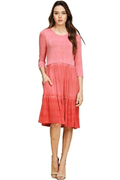 

iq wear women's 3 layered dress with deep dyed and 3/4 sleeve, Black;gray