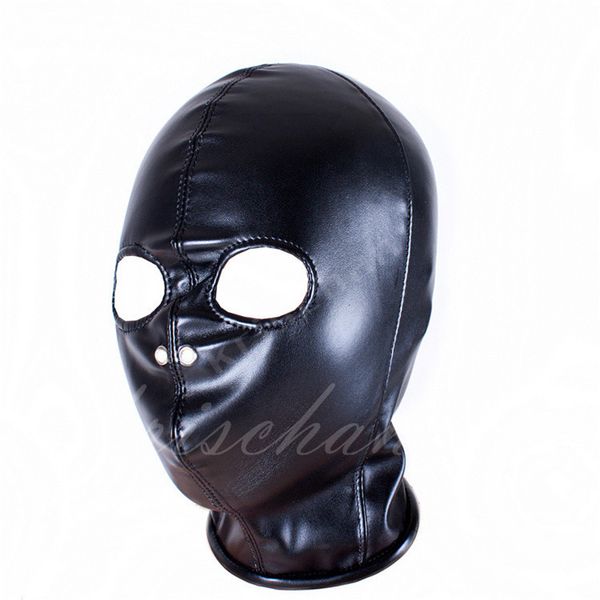 

fetish bondage head mask pu hood games eye restraints open leather , products amjbg