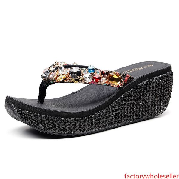 

wear high heels and all kinds of thick beach shoes 2019 new sparkling herringbone slippers womens summer sandals