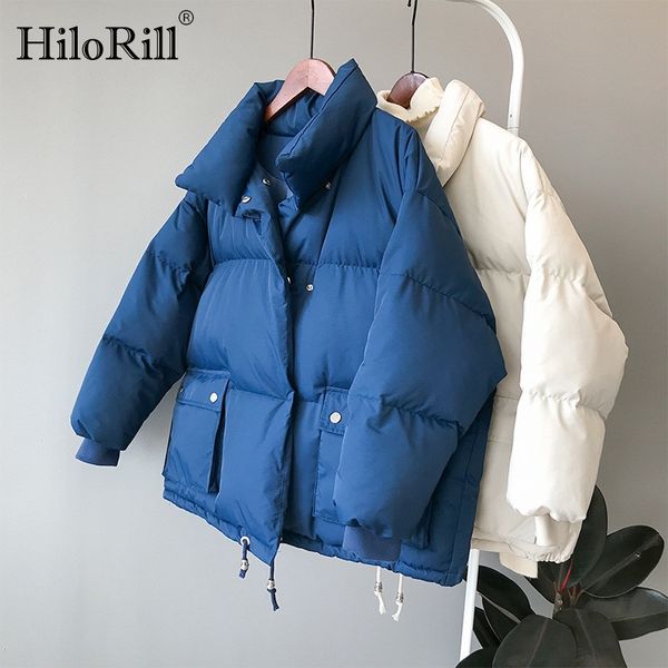 

winter women solid parka casual 2019 long sleeve warm space cotton padded coat female thicken fashion pockets outwear jackets, Black