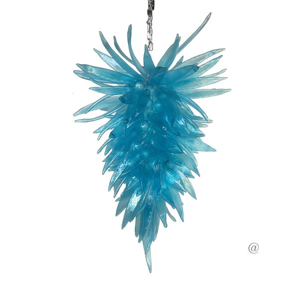 

постмодерн атмосферный turquoise blue glass leaf high висячие люстры led освещение люстры муранского стекла чихули стиль