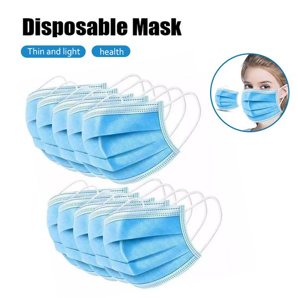 

in stock 30 pcs dust-proof masks with elastic earrings 3 layers disposable protective face masks ing