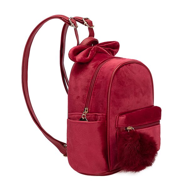 

2019 new european and american short-haired plush velvet trend backpack korean girls wild solid color campus backpack