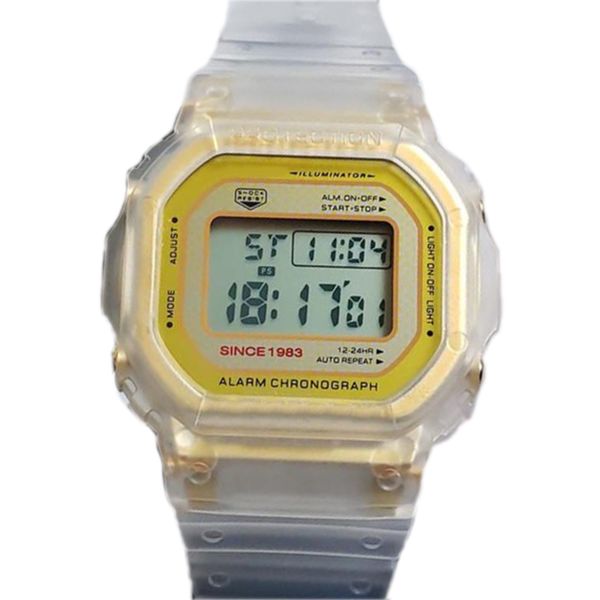 

35th Anniversary Watches With Box Square Dial Shock LED Waterproof Sport Watch Transparent Glacier Gold Men's Military Watches