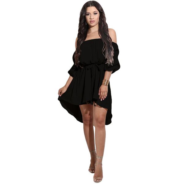 

elegant bandage women dress off shoulder asymmetrical women dresses solid slash neck vestidos, Black;gray