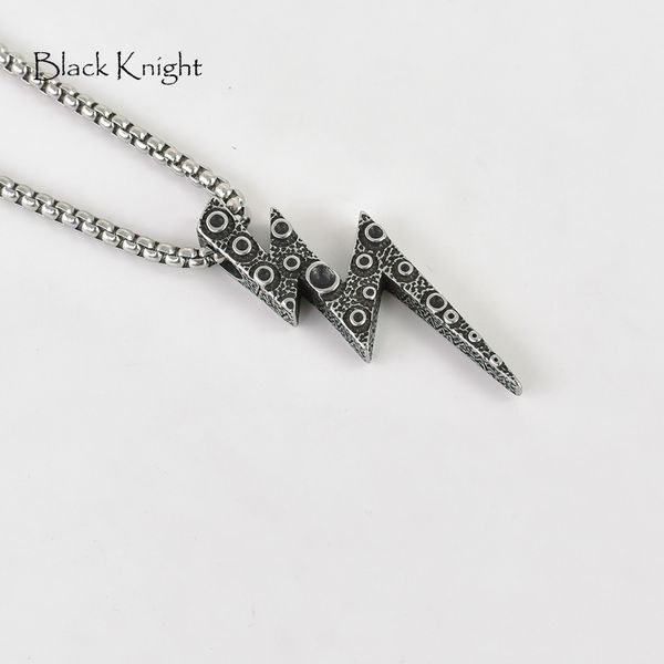 

black knight vintage silver color potholes lightning pendant necklace mens unique fashion jewelry lightning necklace blkn075