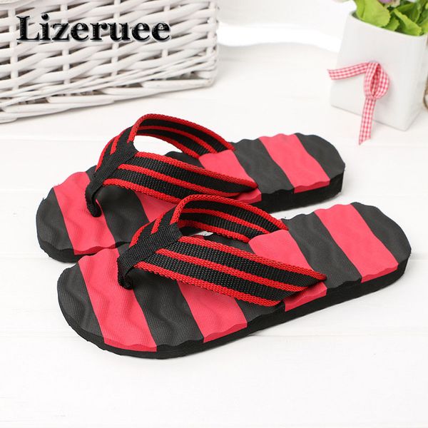 

2018 summer casual men's flip flops flat sandals shoes for men striped flip flops beach sandals shoes man outside qy031, Black
