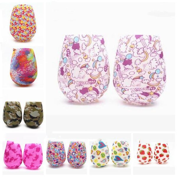 

wine glasses silicone stemless beer mugs outdoor unbreakable cups drinking cups beer whiskey glass drinkware 16 colors lxl986-1