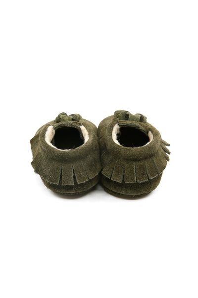

yoyo junior khaki suede child genuine leather booties, Black;white