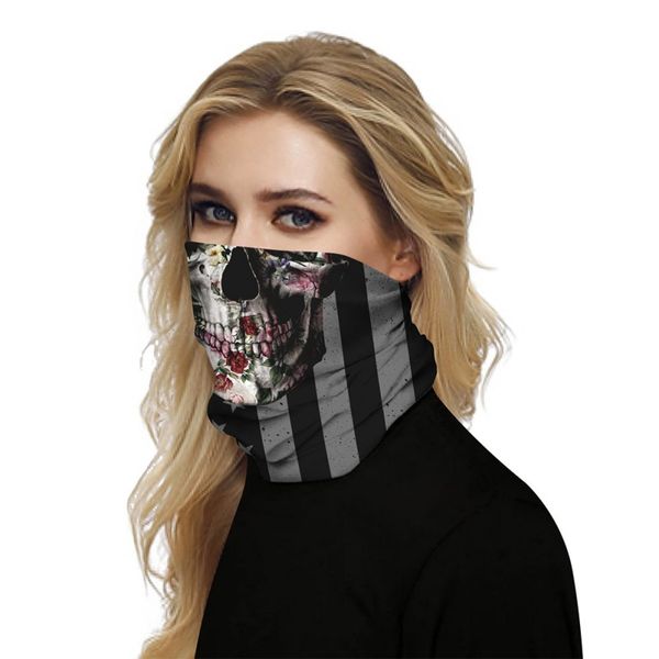 

outdoor scarf riding mountaineering breathable mask multifunctional 3d american flags digital printing neck scarves, Black