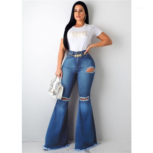 

flare jeans spring fashion female hole bootcut pants casual skinny solid ladies trousers womens washed ripped, Blue