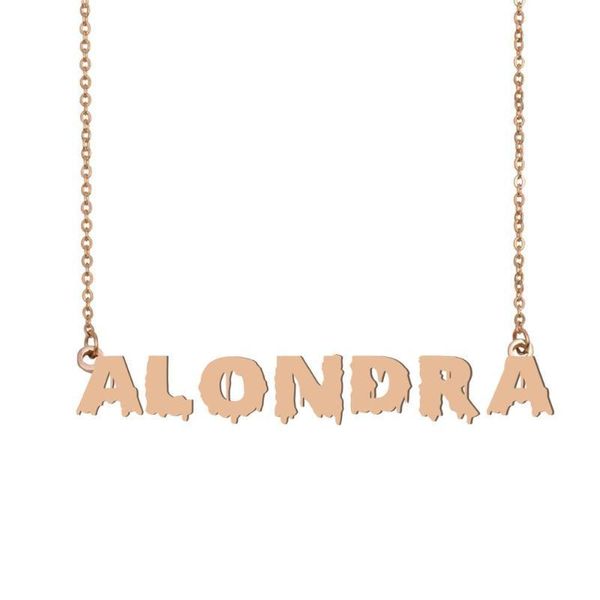 

алондра имя ожерелье, охлаждают bloody art имя ожерелье на хэллоуин и день украшения санты подарок для детей мальчиков девочек, Silver