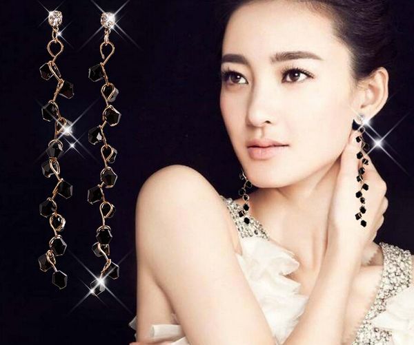 

темперамент длинные бахромой серьги-гвоздики мода дикий кристалл серьги персонализированные ультра-фея девушки серьги оптом бесплатная доста, Silver