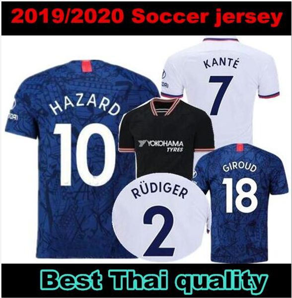 

thailand 2020 hazard higuain soccer jersey kit 4th third 2019 giroud pulisic 19 20 kante willian david luiz football kids shirts, Black;yellow