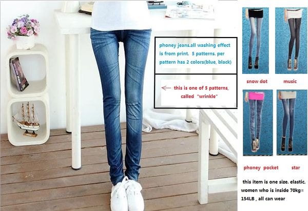 

2=40-70kg womens elastic pants blue black,snow music star wrinkle pocket,pattern unfade autumn winter anti-pill teenager girl base jeans, Black;white