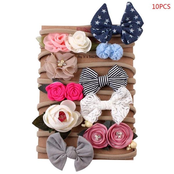 

10 pcs kids headband with bow toddler hairbands accessories pgraph props 24be, Slivery;white