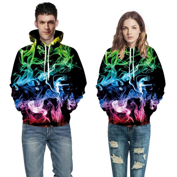 

feitong men women mode 3d print long sleeve couples hoodies sweatshirt blouse shirts, Black