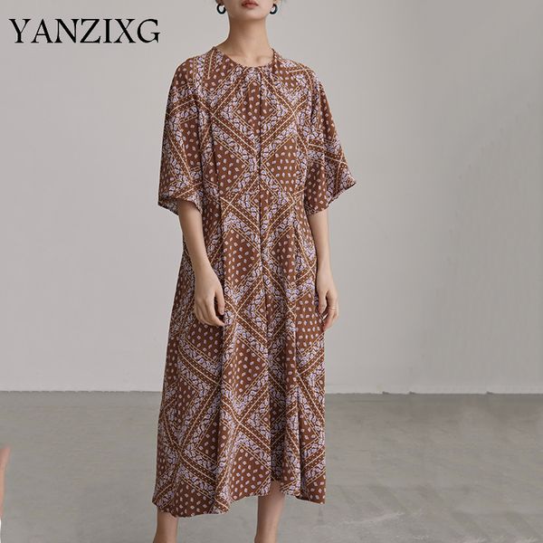 

2019 new spring summer round neck half sleeve flower pattern printed loose temperament dress women fashion tide r933, Black;gray