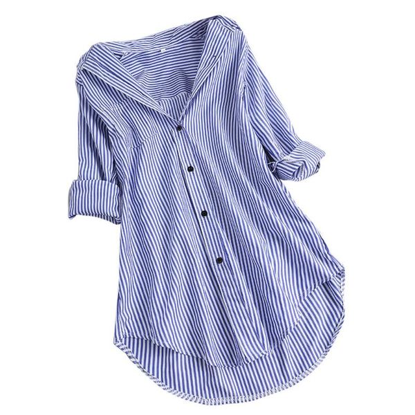 

women shirts stripe cotton long sleeve turn-down collar pink button loose temperament elegant summer blouse shirts mujer 2020, White