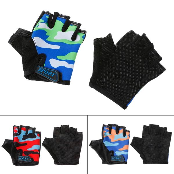 

kids gloves half finger breathable skate riding anti slip outdoor gloves, White