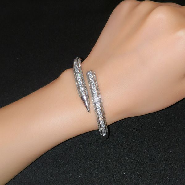 

2020 women bracelet cubic zirconia cz silver gold cuff bracelet for bridal jewelry brt-a92, Black
