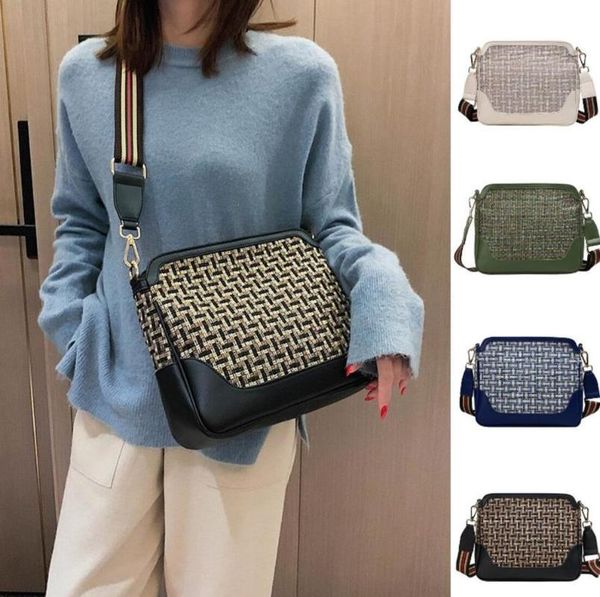 

new fashion woven pattern retro female crossbody simple large capacity commuter bags luxury pu leather women tide messenger bags